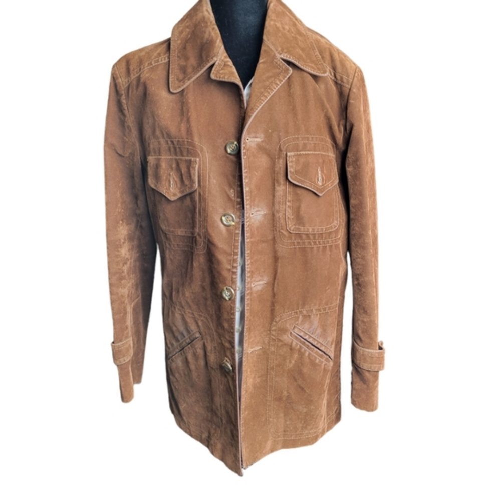Vintage -Rare Malung Albacken Brown Suede Coat Made in‎ Sweden EU Sz 52 US Sz 38